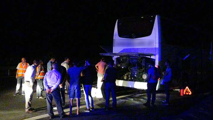 Şanlıurfa’da, yolcu otobüsünde yangın çıktı