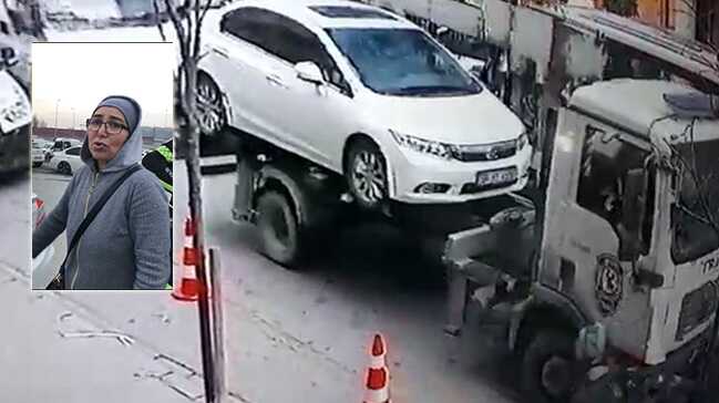 Çocuğunu kursa bırakan kadının küçük oğlunun içinde olduğu otomobili çekici götürdü